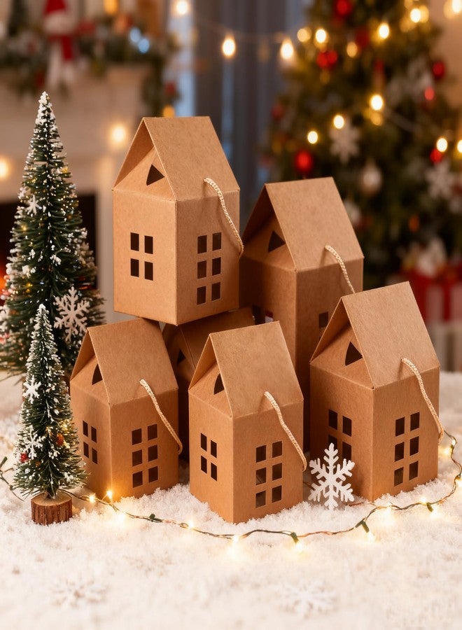 HAN SHENG 30 Pcs Kraft Paper House Shaped Candy Boxes 3.15x3.15x2.95 Inch, Gift & Favor Boxes for Wedding, Christmas, Birthday, Party Favors, Treats, Decorations - Image 5